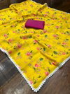 MG 292 Plain Linen Digital Printed Sarees Wholesale Price In Surat